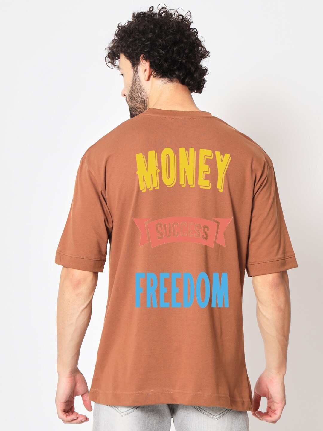 

Imsa Moda Typography Printed Cotton Oversized T-shirt, Coffee brown