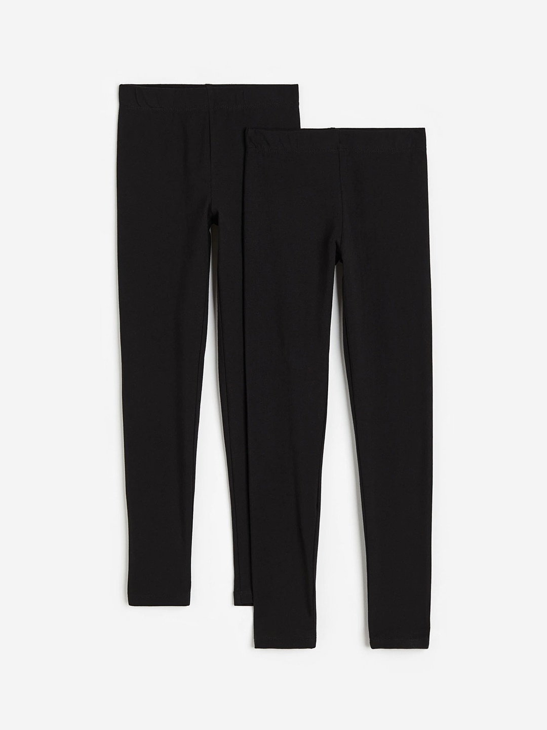 

H&M Girls 2-Pack Cotton Leggings, Black