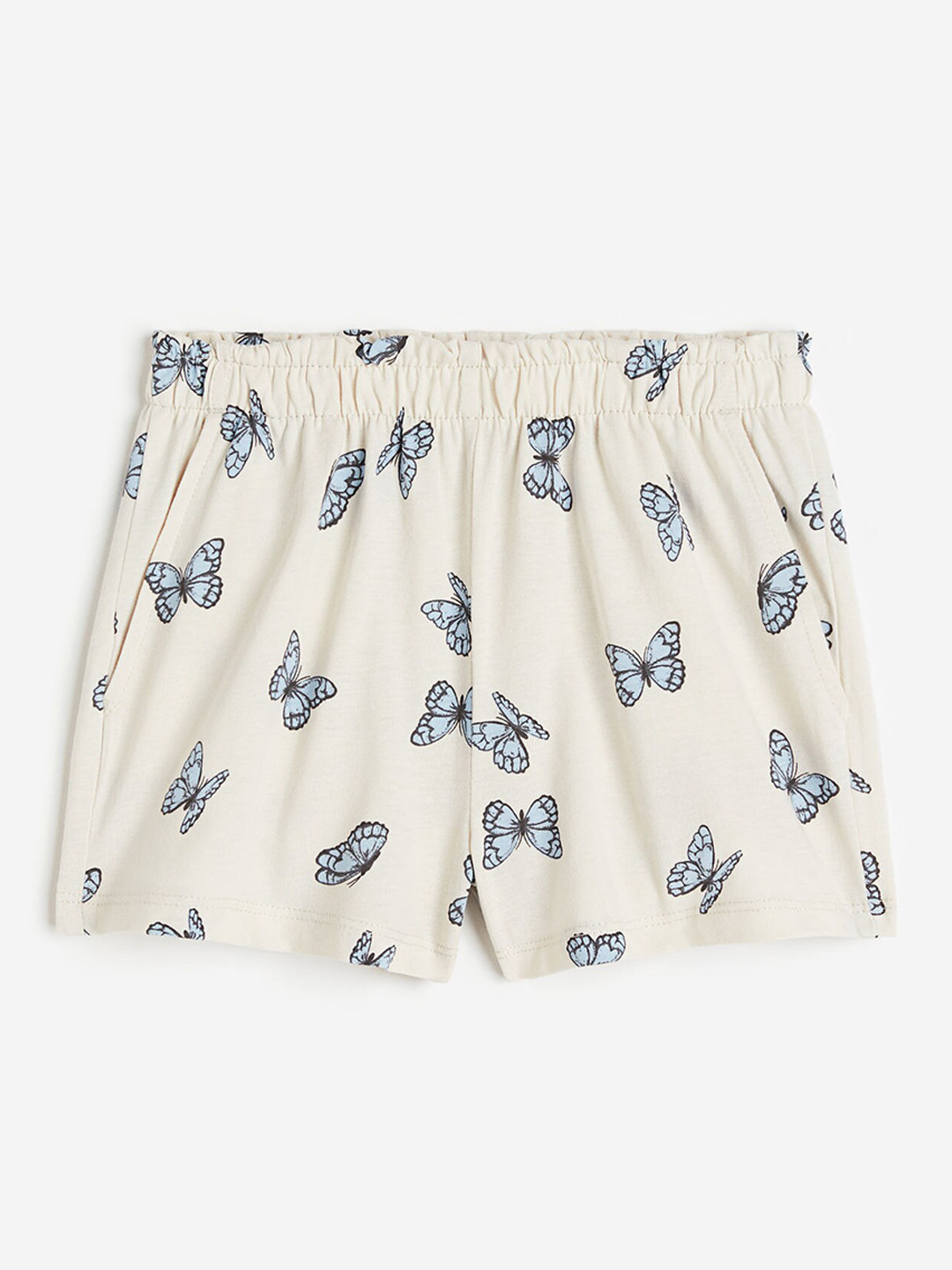 

H&M Girls Pure Cotton Patterned Paper Bag Shorts, Beige