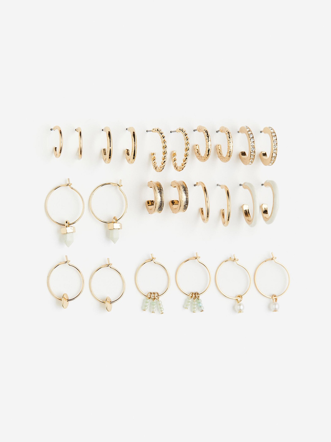 

H&M 12 Pairs Hoop Earrings, Gold