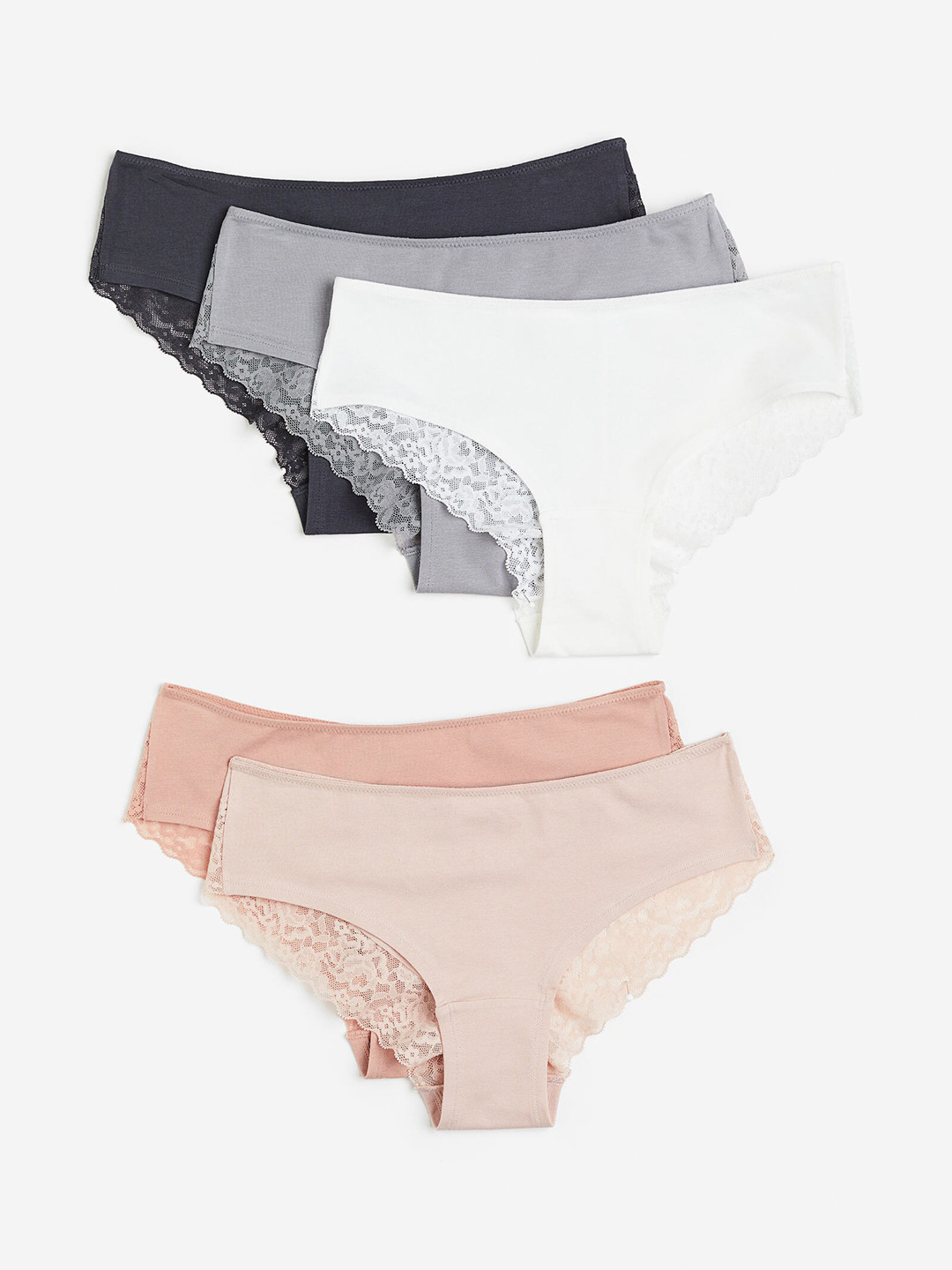 

H&M Women 5-Pack Hipster Briefs 1011444010, Grey
