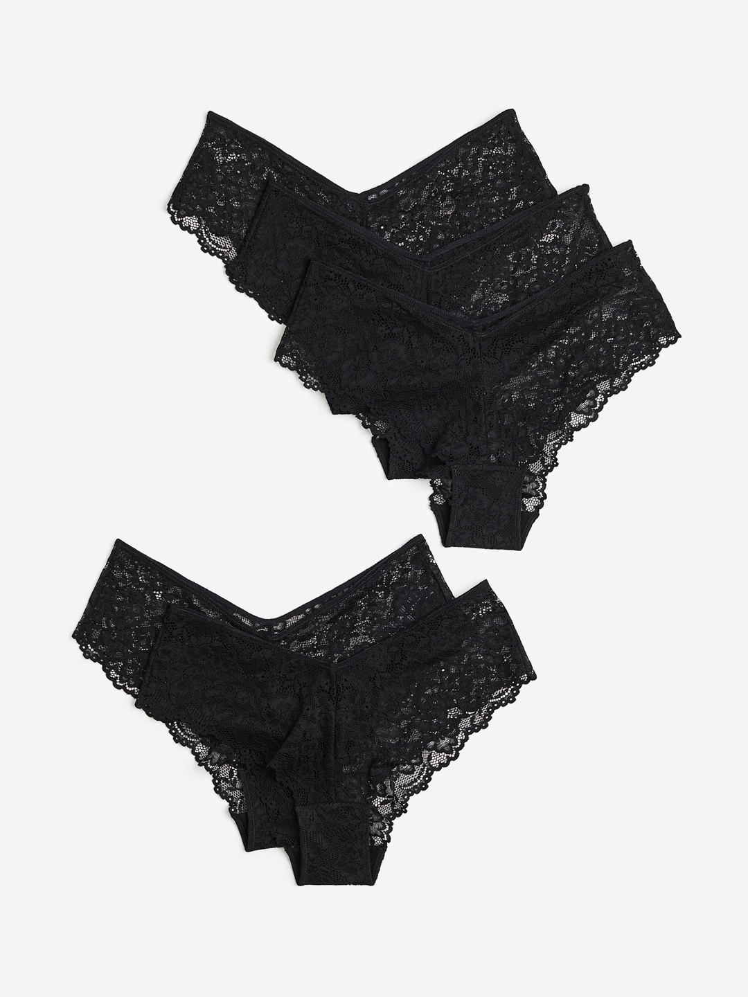 

H&M Women 5-Pack Lace Hipster Briefs, Black