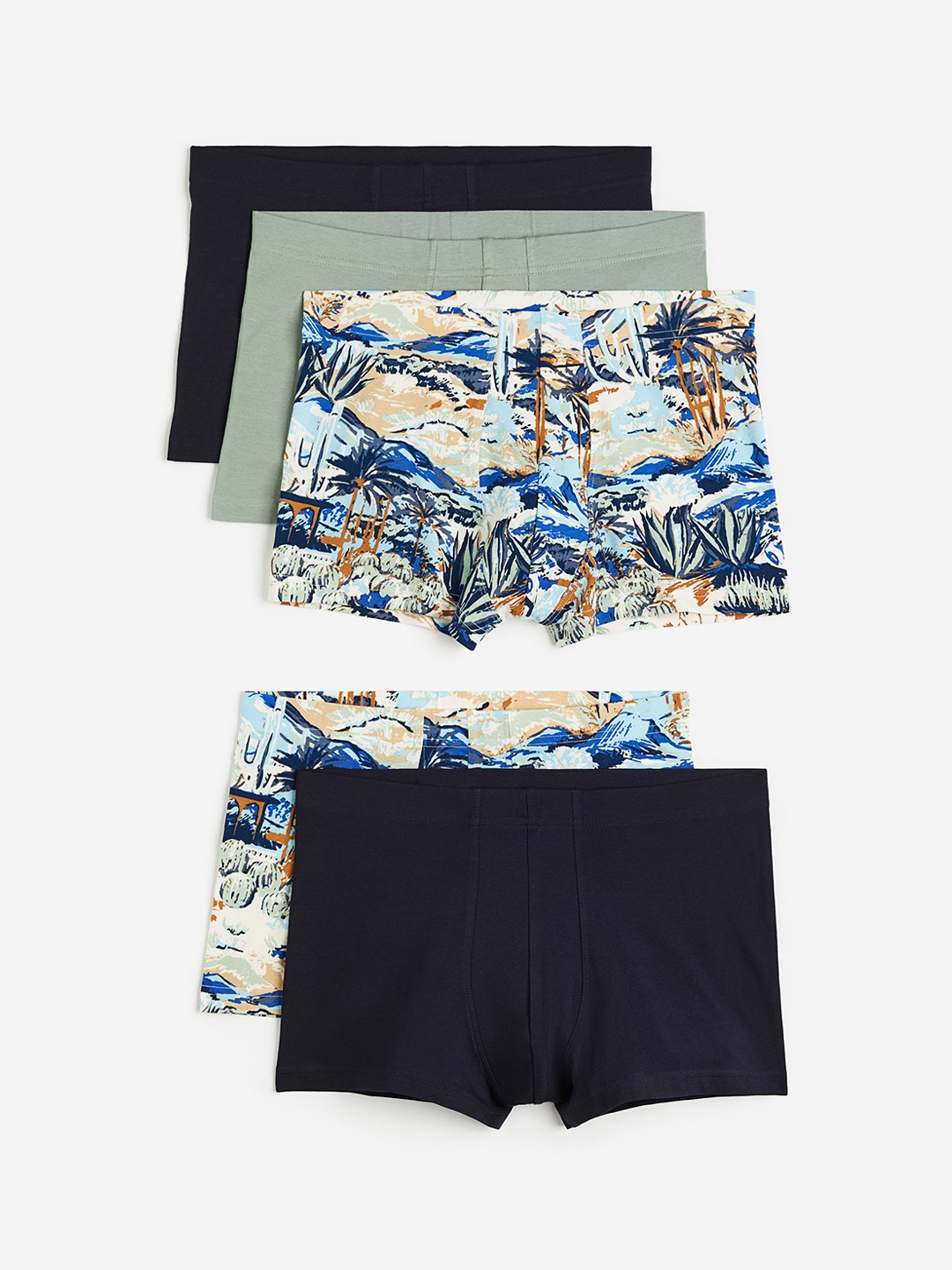 

H&M Men 5-Pack Short Cotton Trunks 1173734004, Black