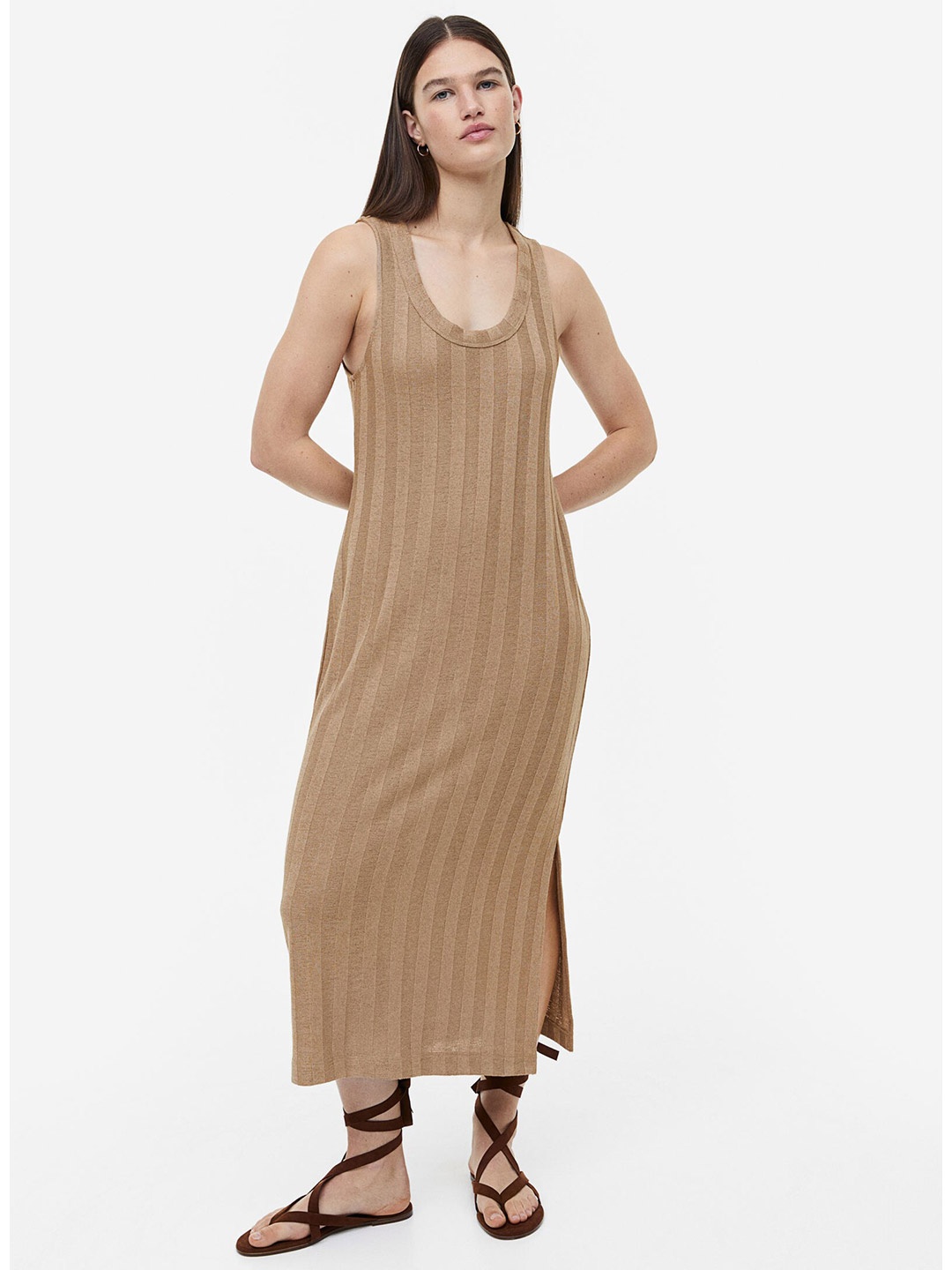 

H&M Rib-Knit Dress, Beige
