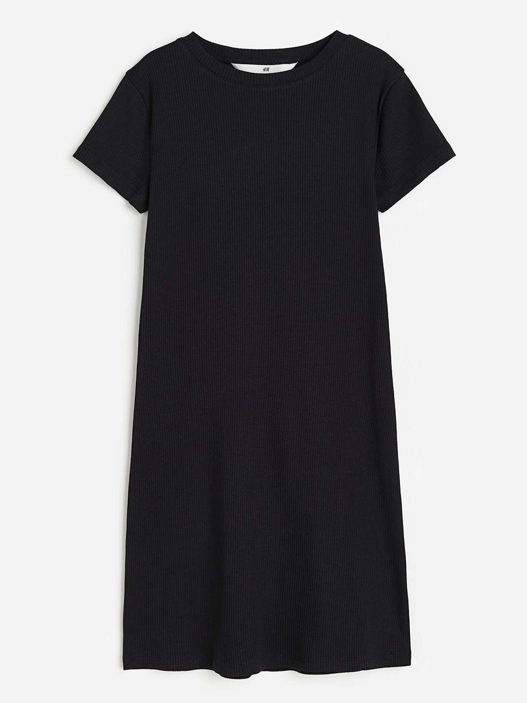 

H&M Girls Ribbed T-shirt Dress, Black