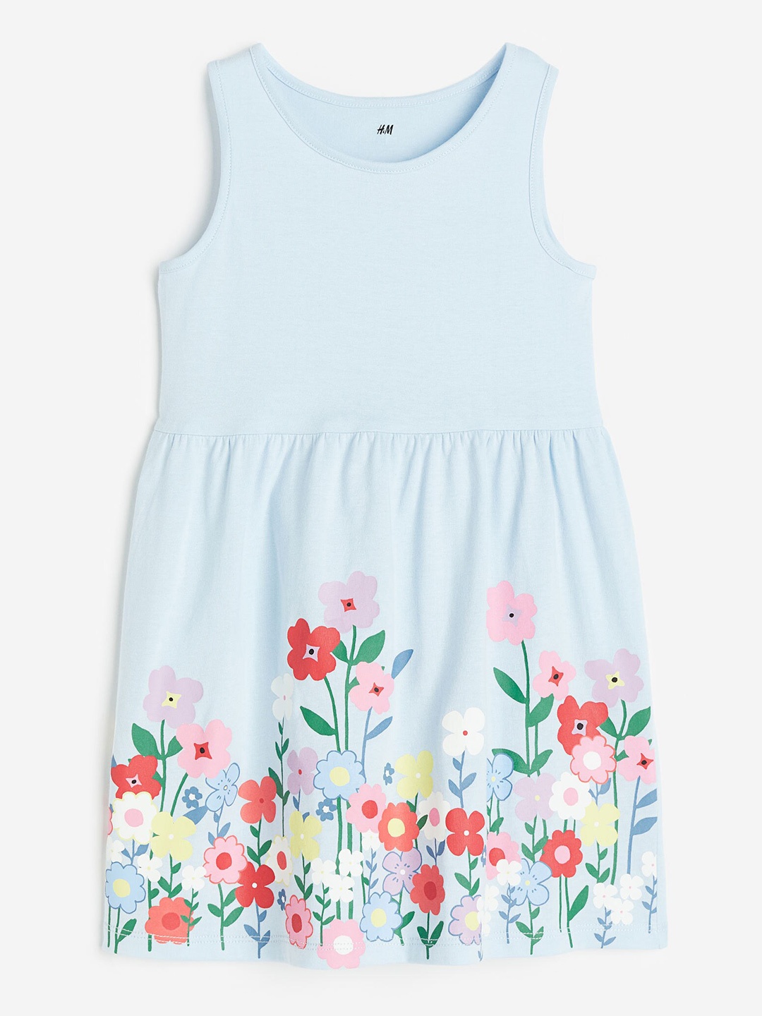 

H&M Girls Patterned Pure Cotton Dress, Blue