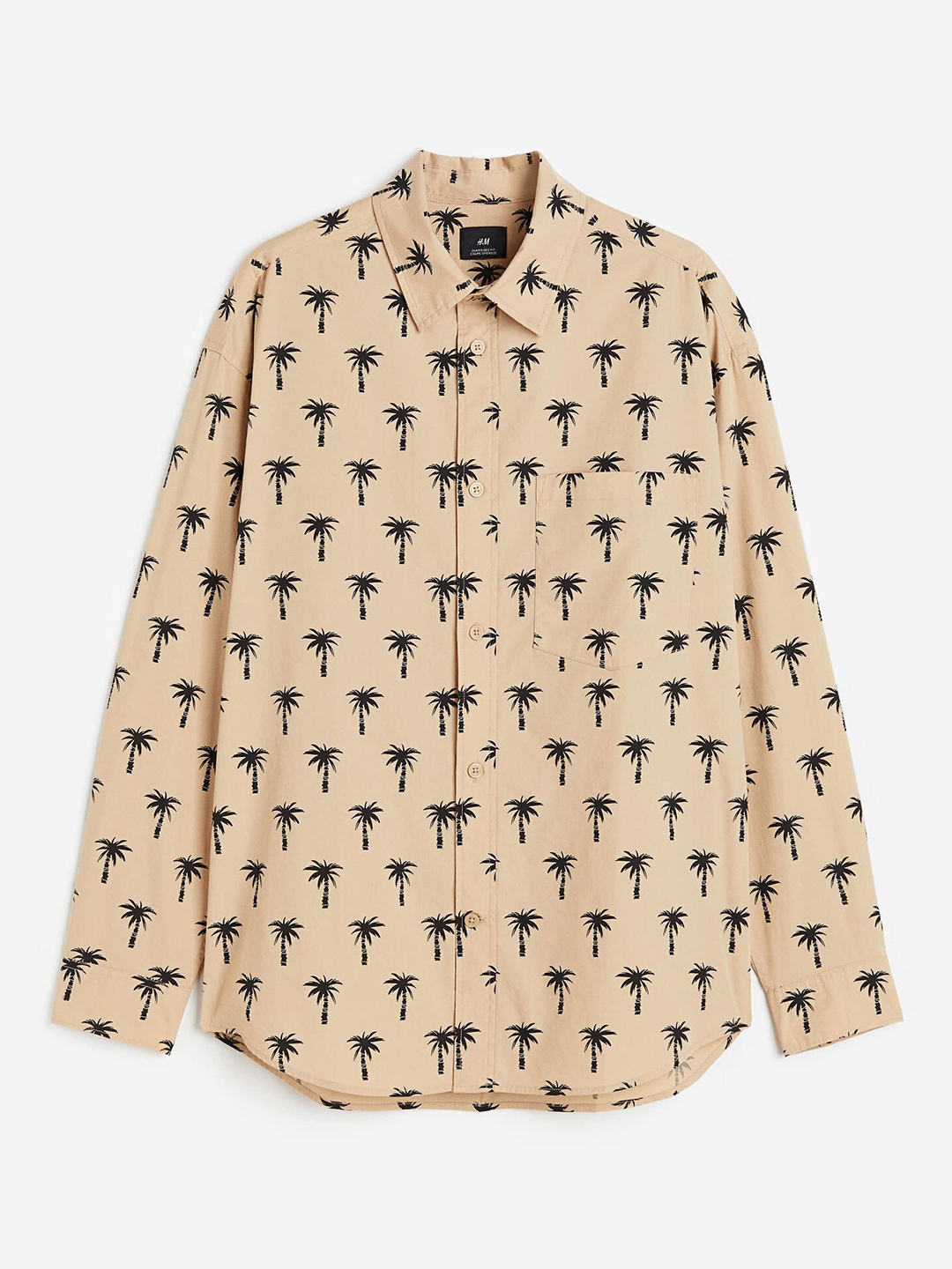 

H&M Men Oversized Fit Poplin Shirt, Beige