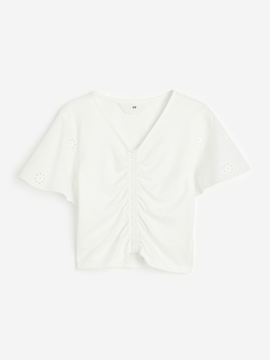

H&M Girls Ruched jersey T-shirt, White