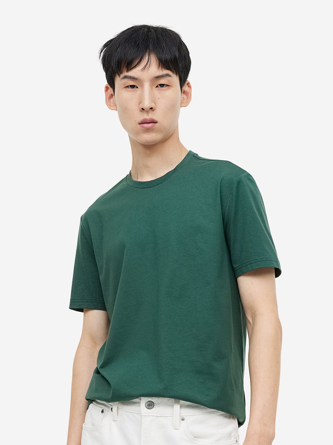 

H&M Men Slim Fit Pima Cotton T-shirt, Green