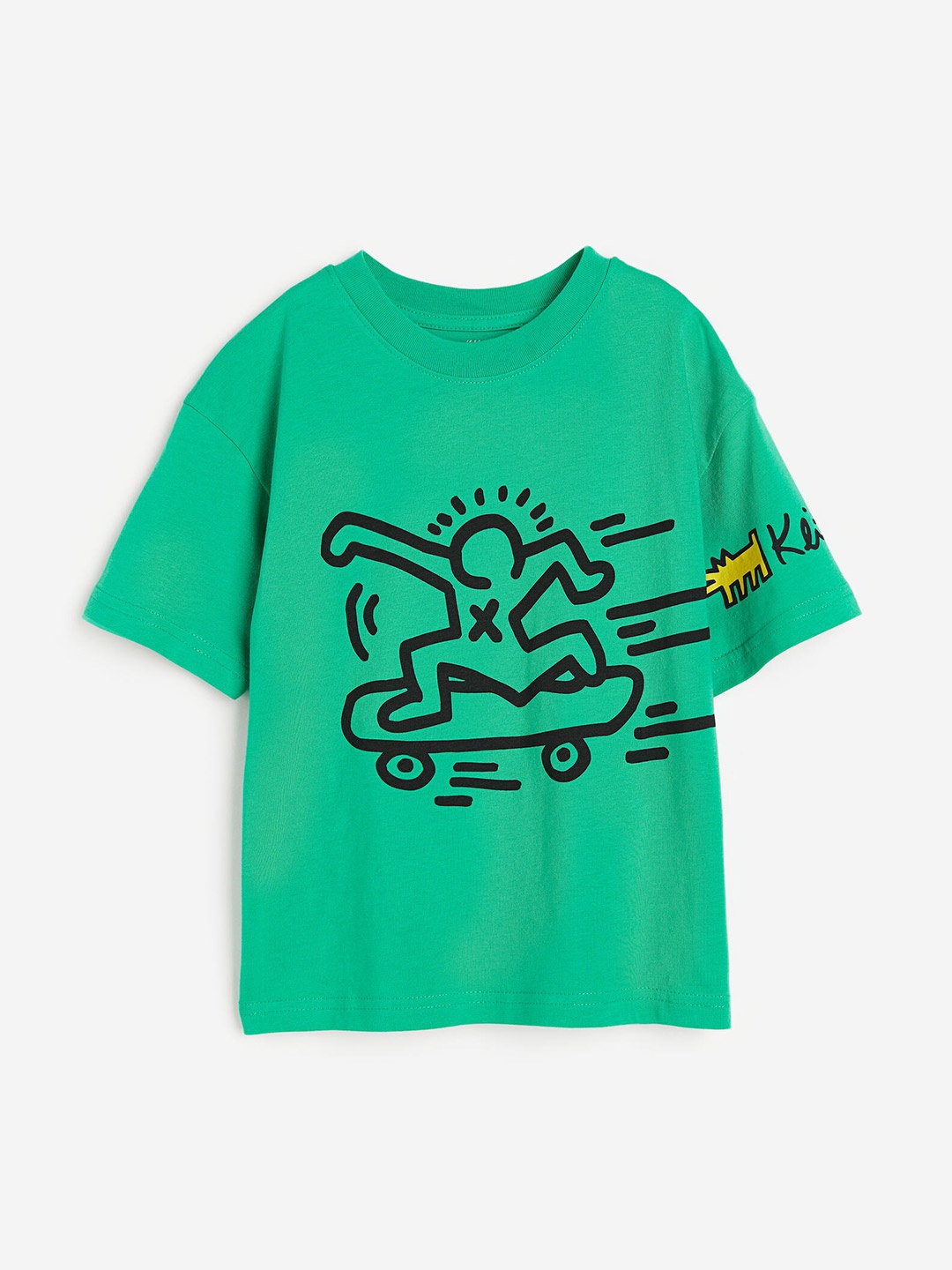 

H&M Boys Printed Pure Cotton T-shirt, Green