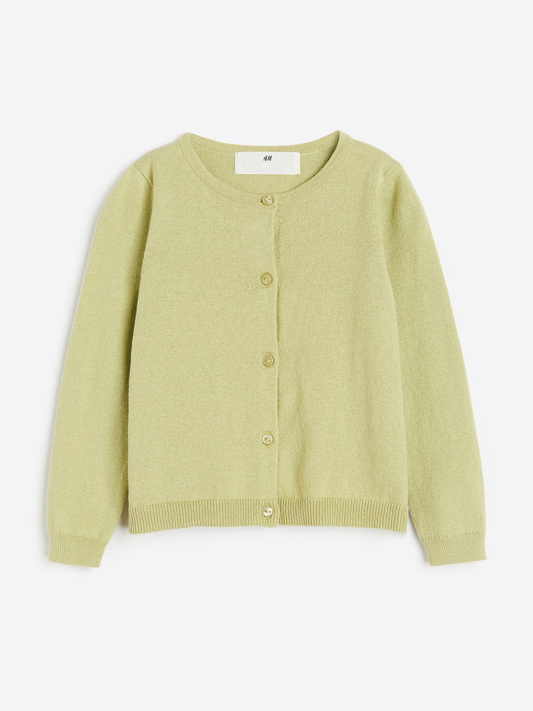 

H&M Girls Fine-Knit Cotton Cardigan, Green