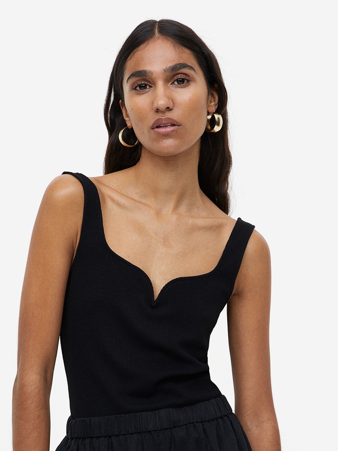 

H&M Ribbed Vest Top, Black