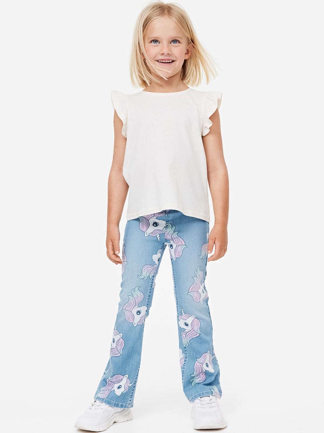 

H&M Girls Superstretch Flared Leg Jeans, Blue