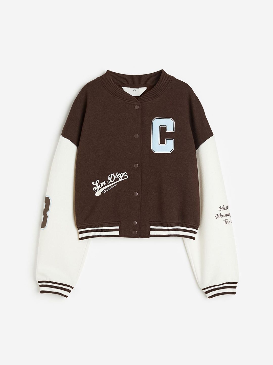 

H&M Girls Oversized Baseball Jacket, Brown