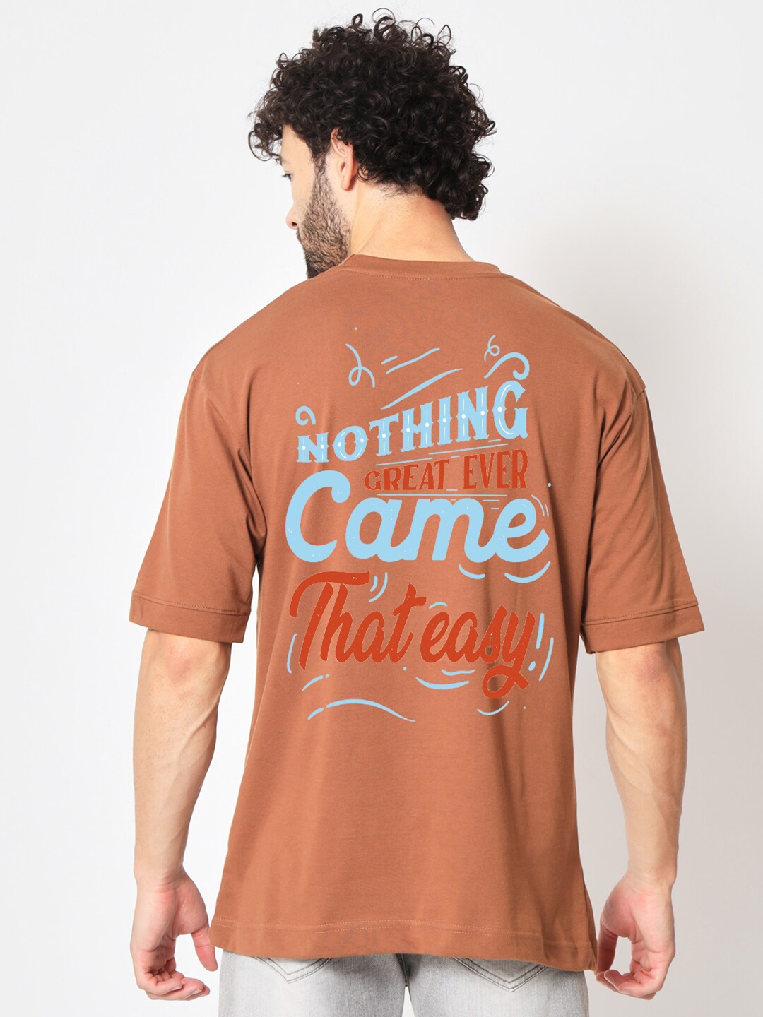 

Imsa Moda Typography Printed Cotton Oversized T-shirt, Coffee brown