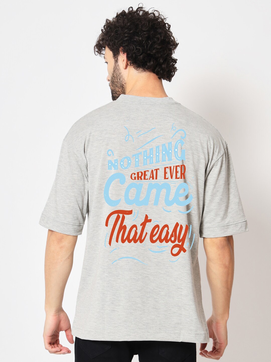 

Imsa Moda Typography Printed Cotton Oversized T-shirt, Grey