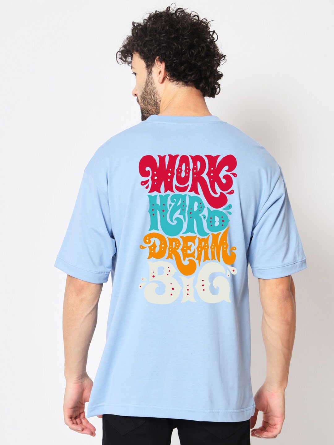 

Imsa Moda Typography Printed Cotton Oversized T-shirt, Blue