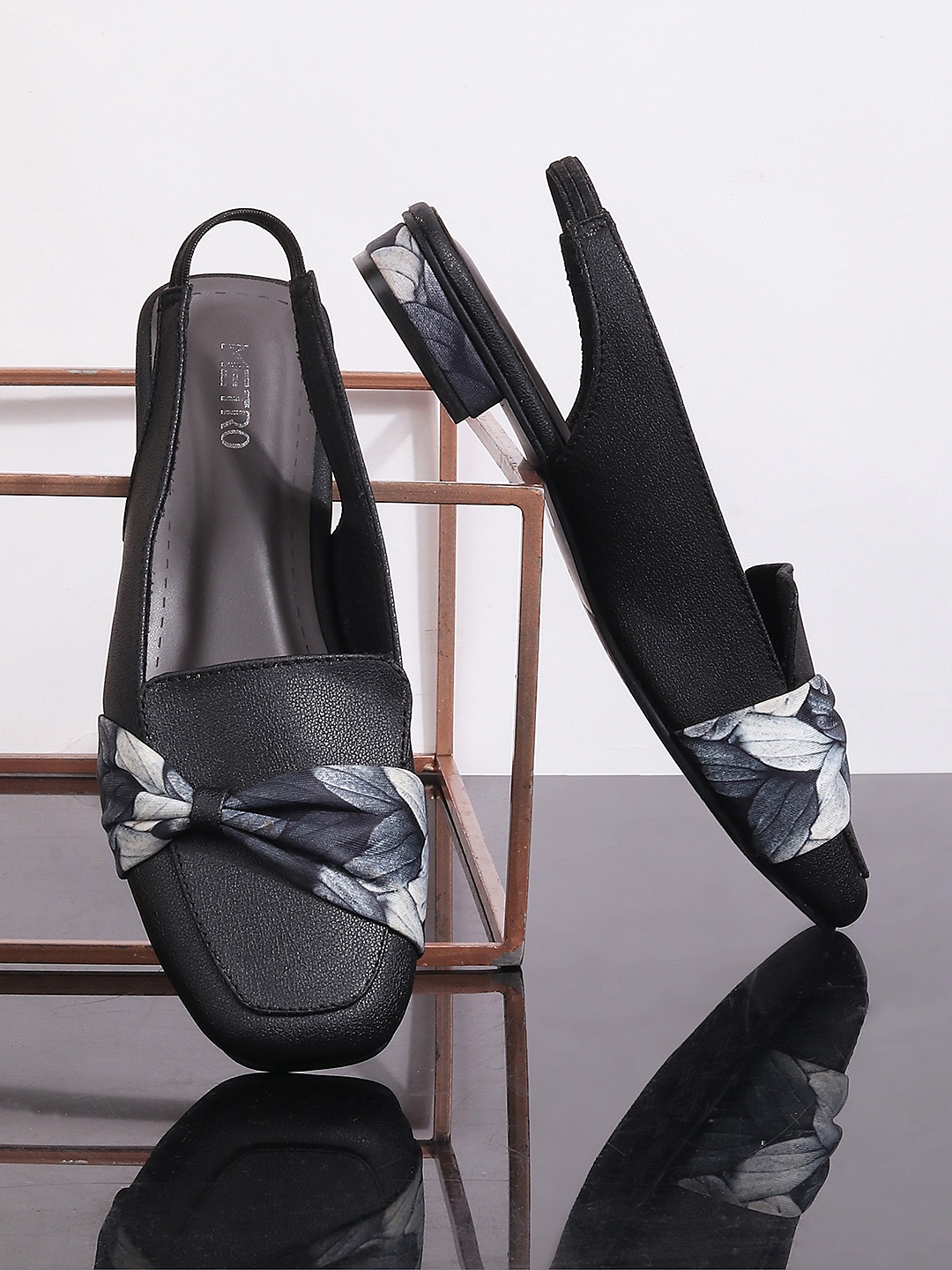 

Metro Printed Block Heel Mules, Black