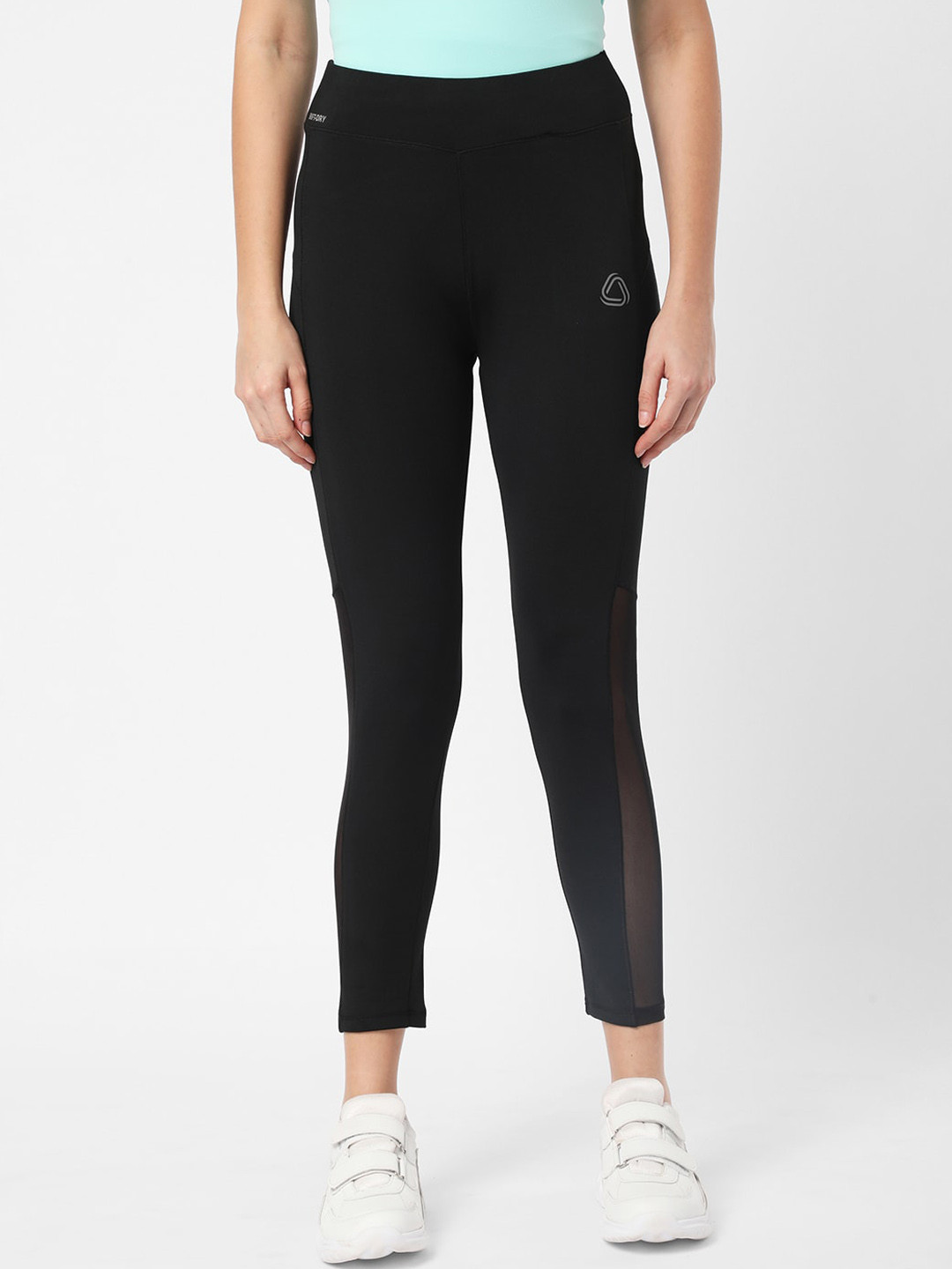 

R&B Mesh Inserts Ankle-Length Leggings, Black