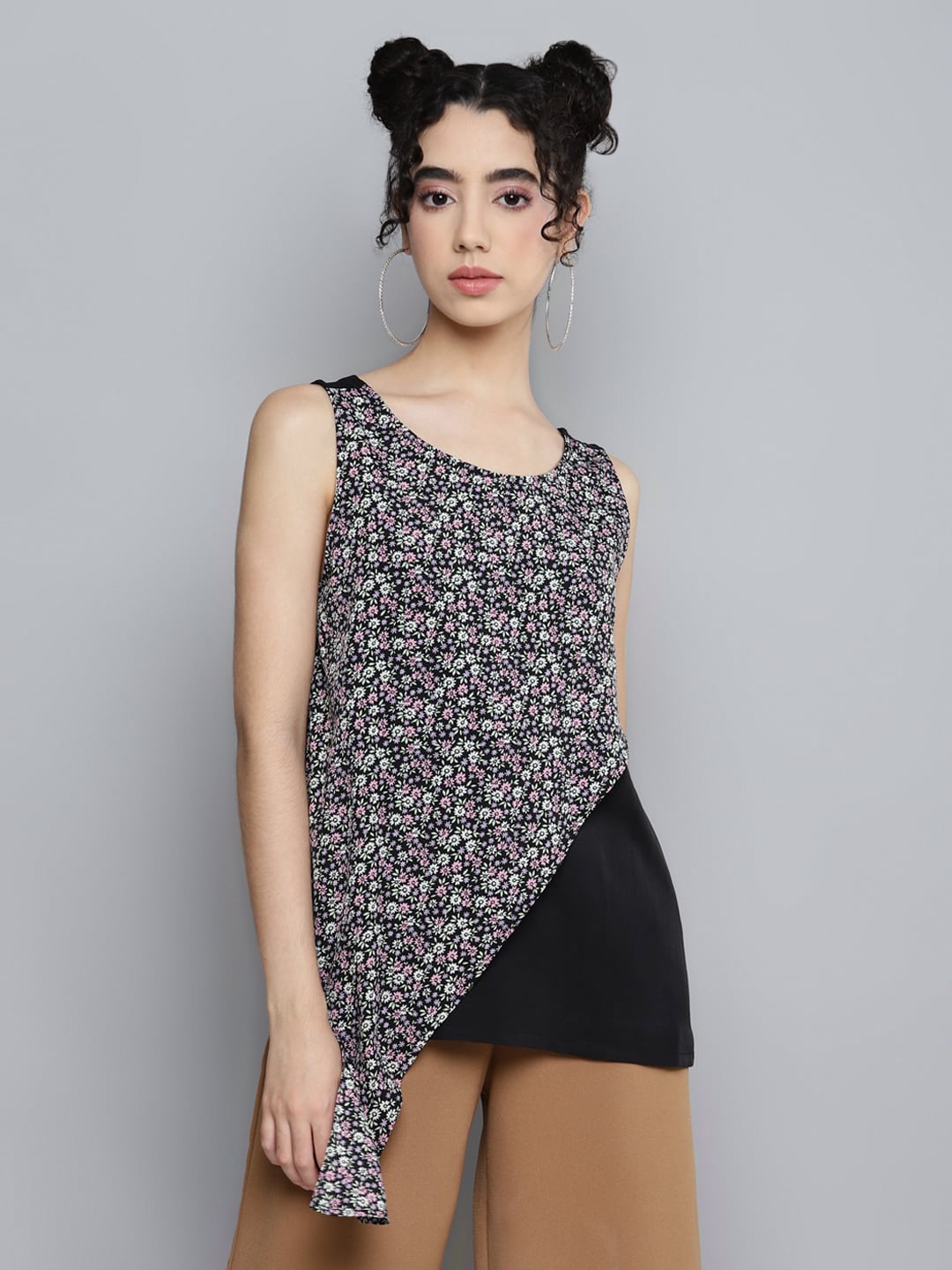 

Kook N Keech Floral Printed Regular Top, Black