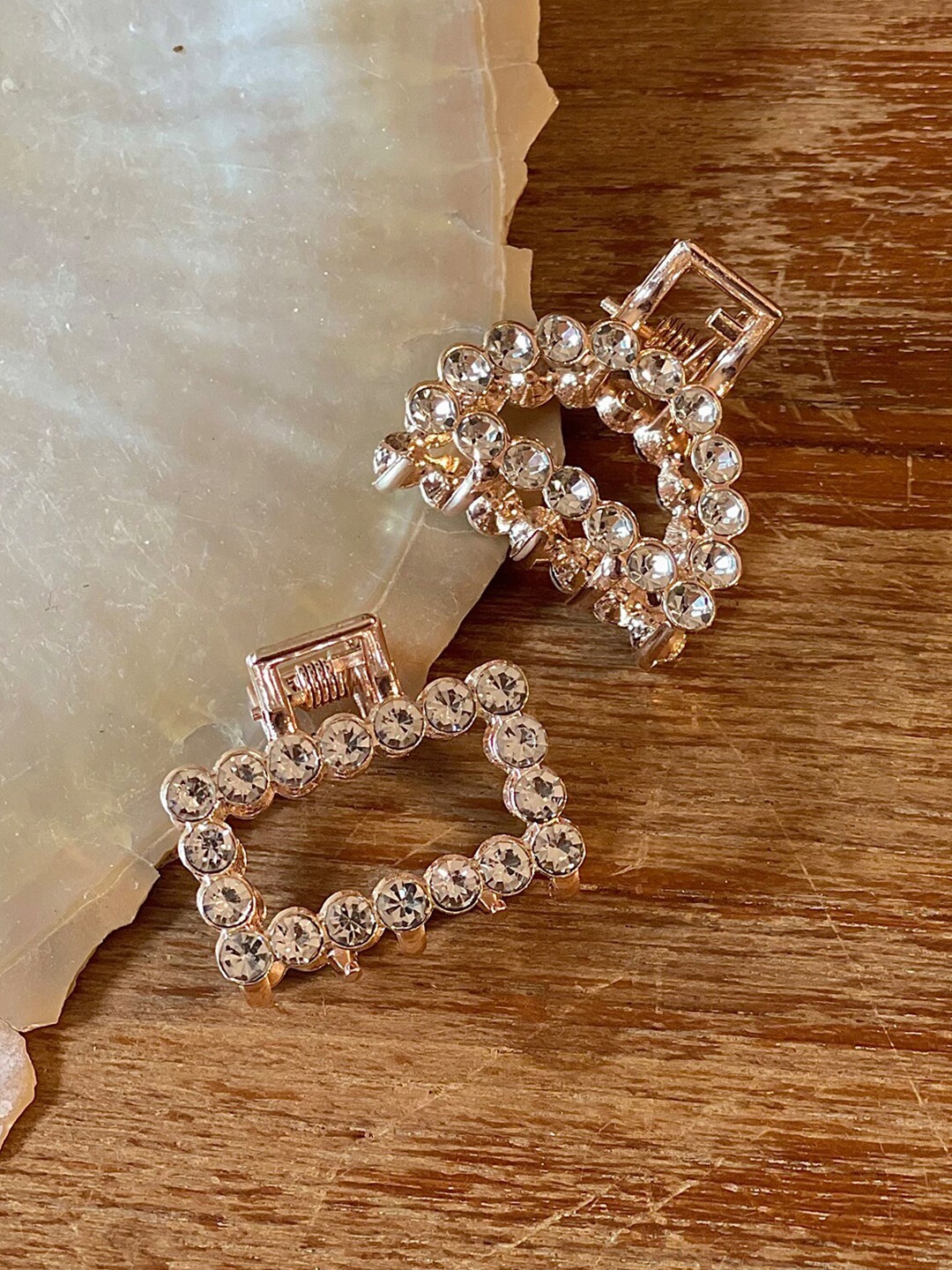 

Ayesha Set of 2 Embellished Claw Clips, Rose gold