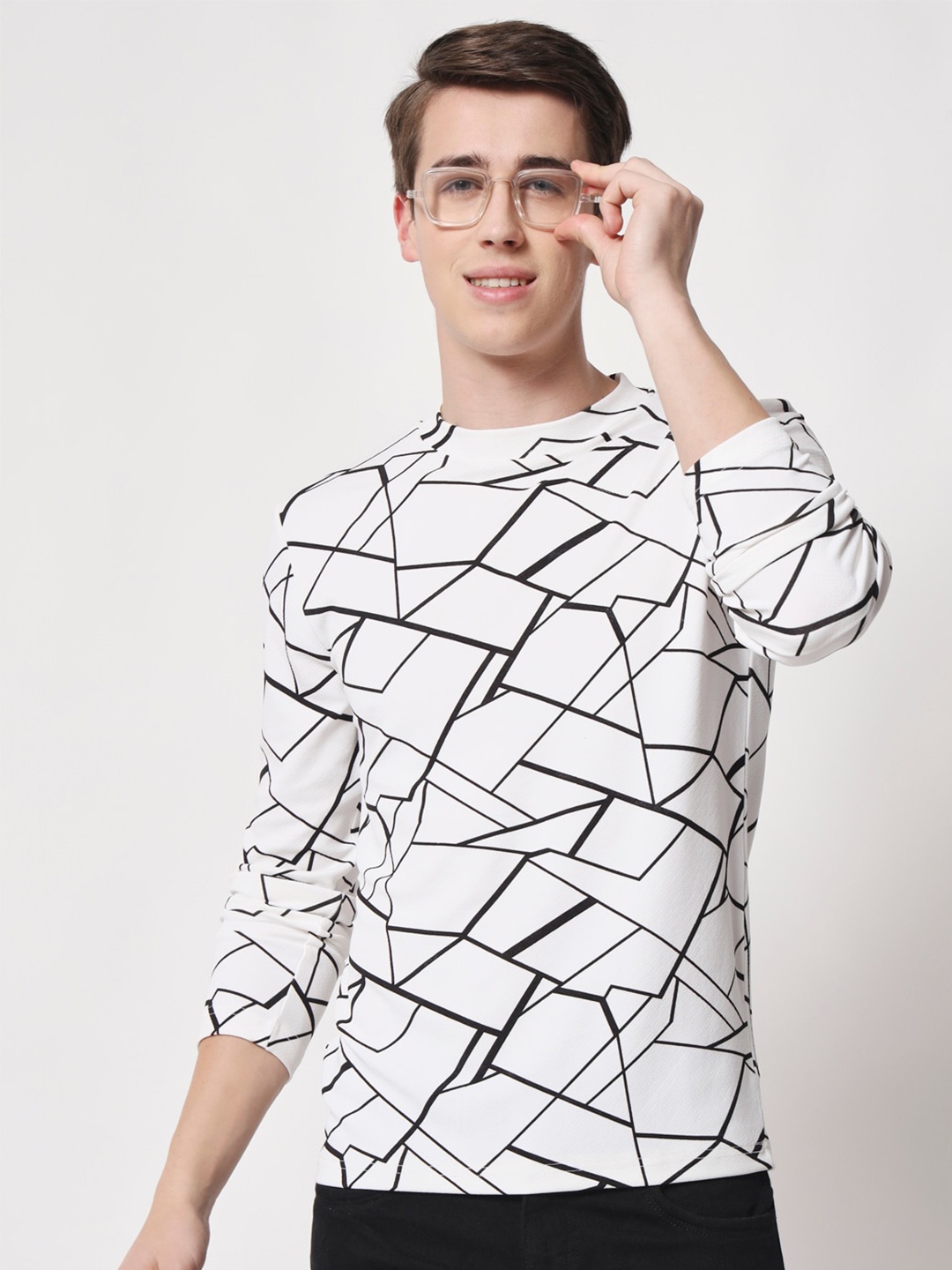 

BAESD Men Printed Pullover Sweatshirt, White