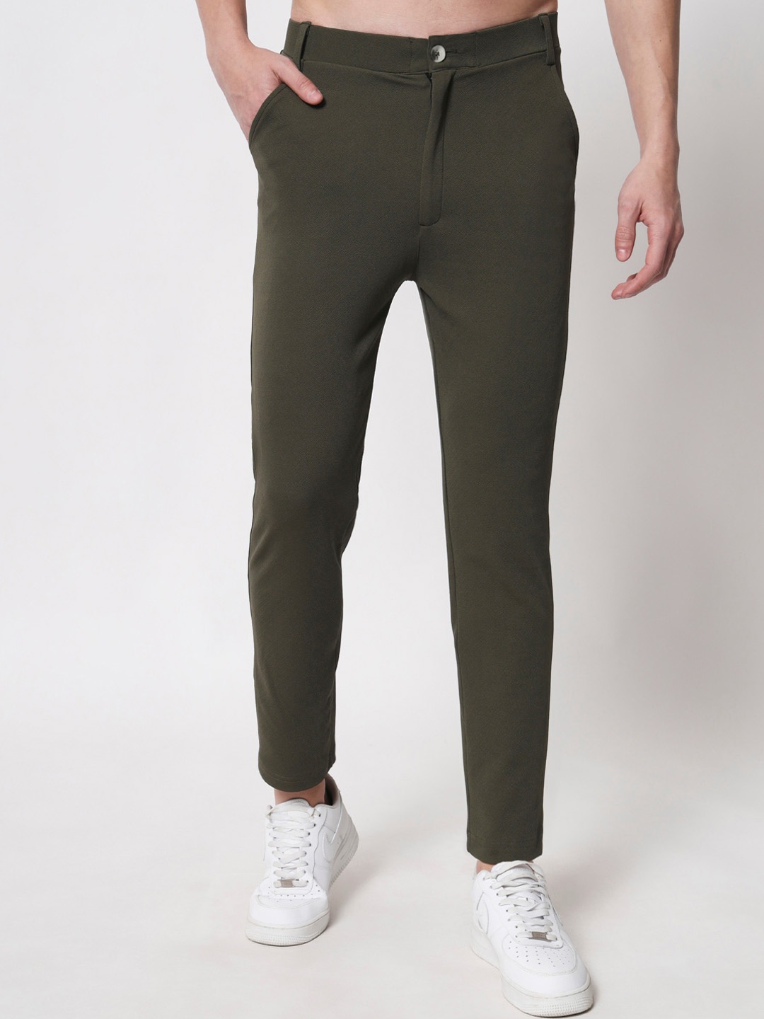 

BAESD Men Mid Rise Trousers, Green