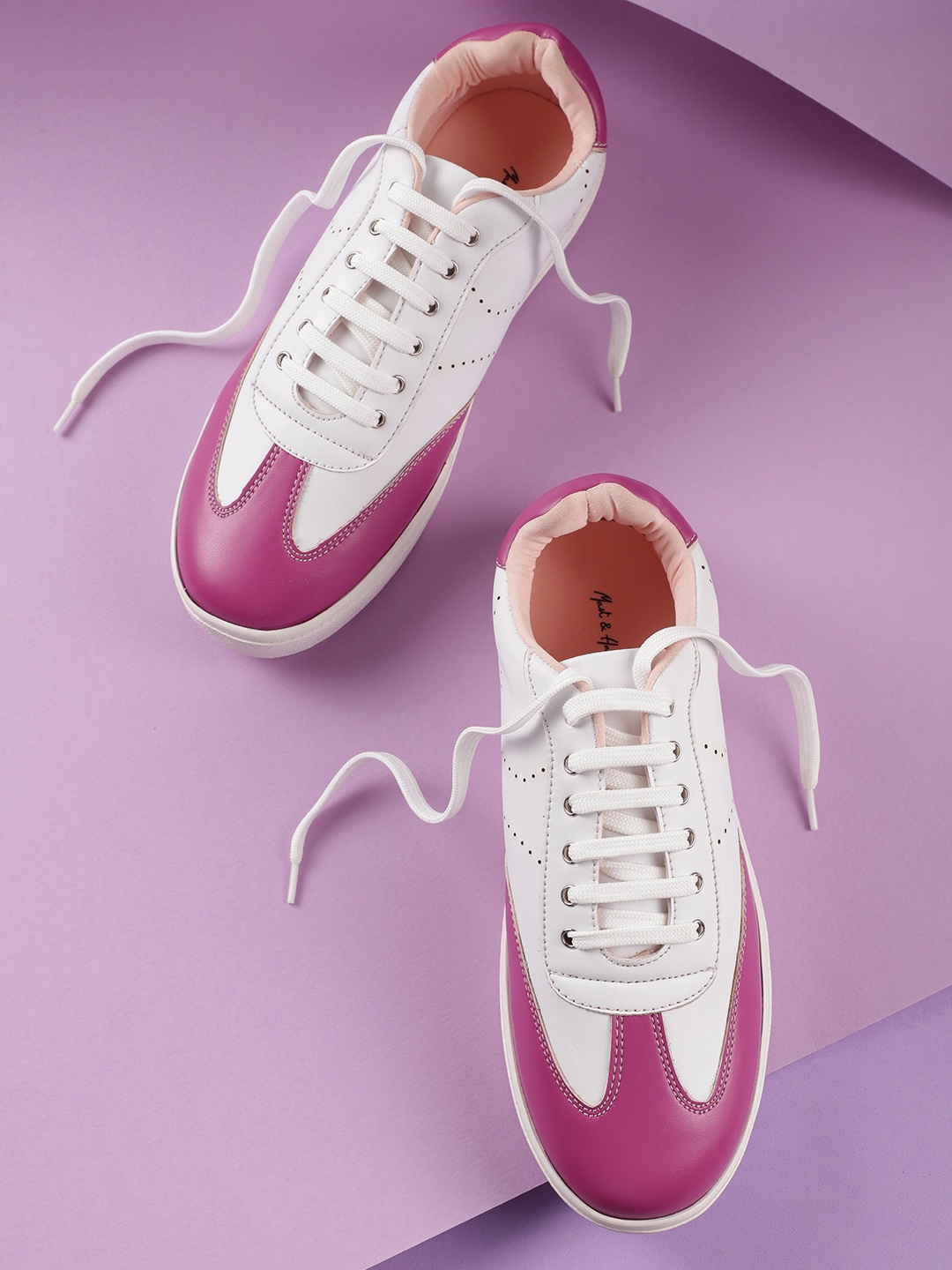 

Mast & Harbour Women Colourblocked & Perforated Sneakers, White