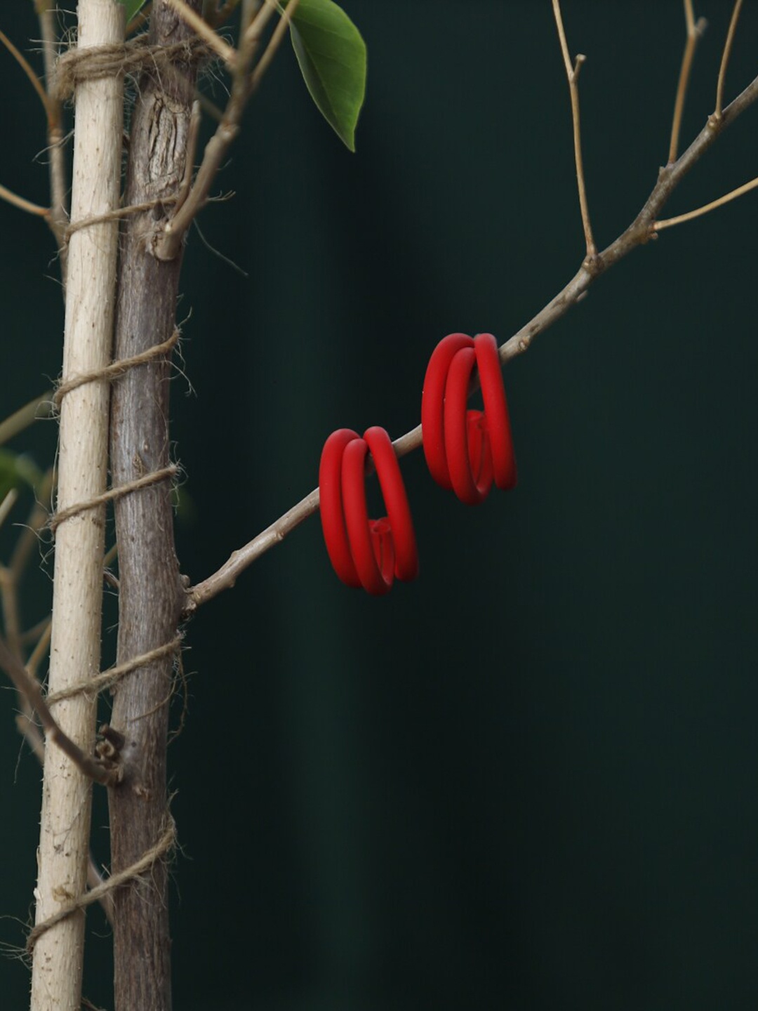 

Maansh Contemporary Drop Earrings, Red