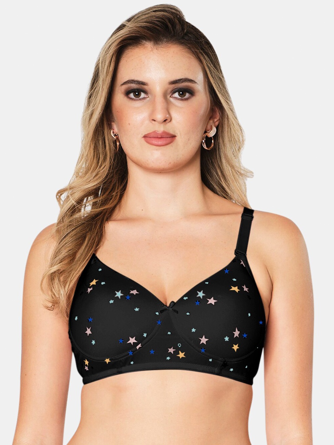 

Sonari Black Geometric Printed All Day Comfort Medium Coverage Lightly Padded T-Shirt Bra