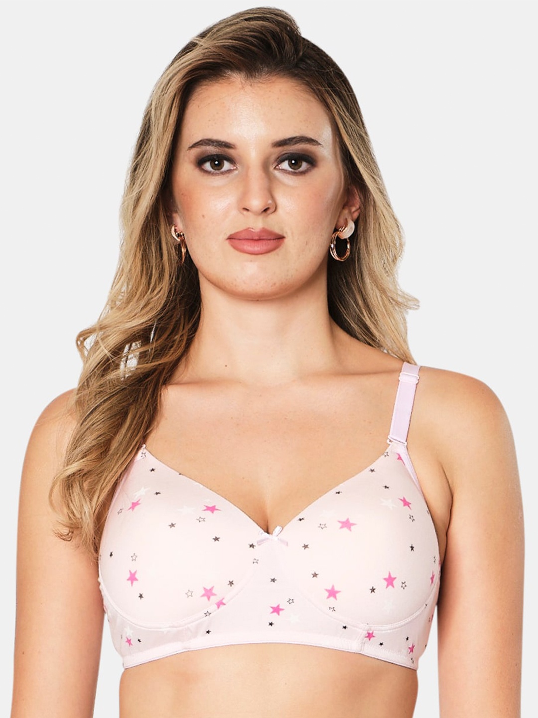 

Sonari Black Geometric Printed All Day Comfort Medium Coverage Lightly Padded T-Shirt Bra, Pink