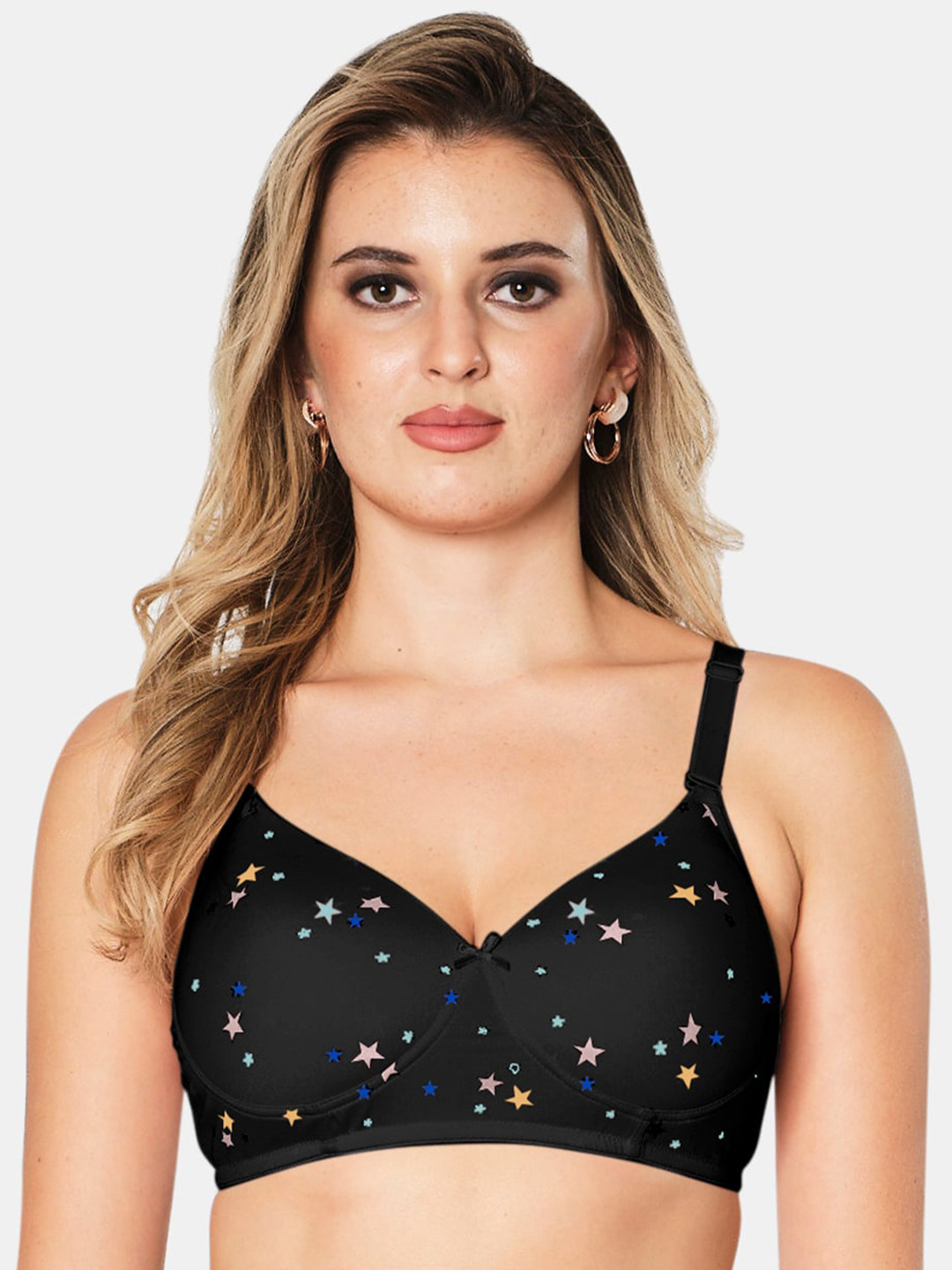 

Sonari Black Geometric Printed All Day Comfort Medium Coverage Lightly Padded T-Shirt Bra