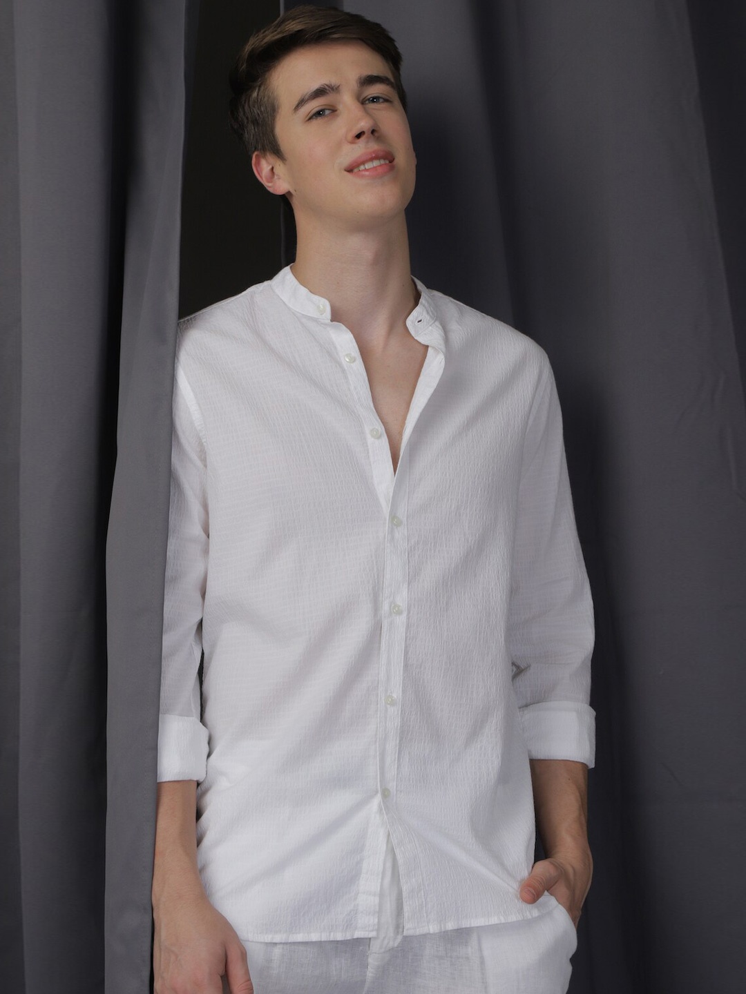 

POE Smart Slim Fit Opaque Cotton Casual Shirt, White