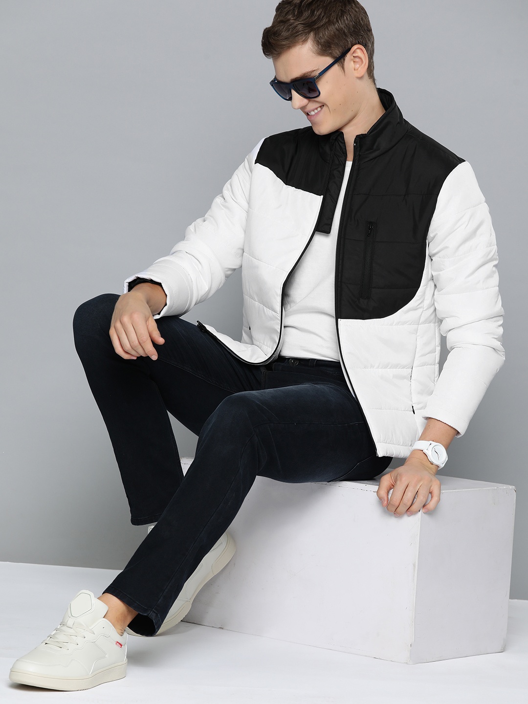 

Mast & Harbour Colourblocked Tailored Jacket, White