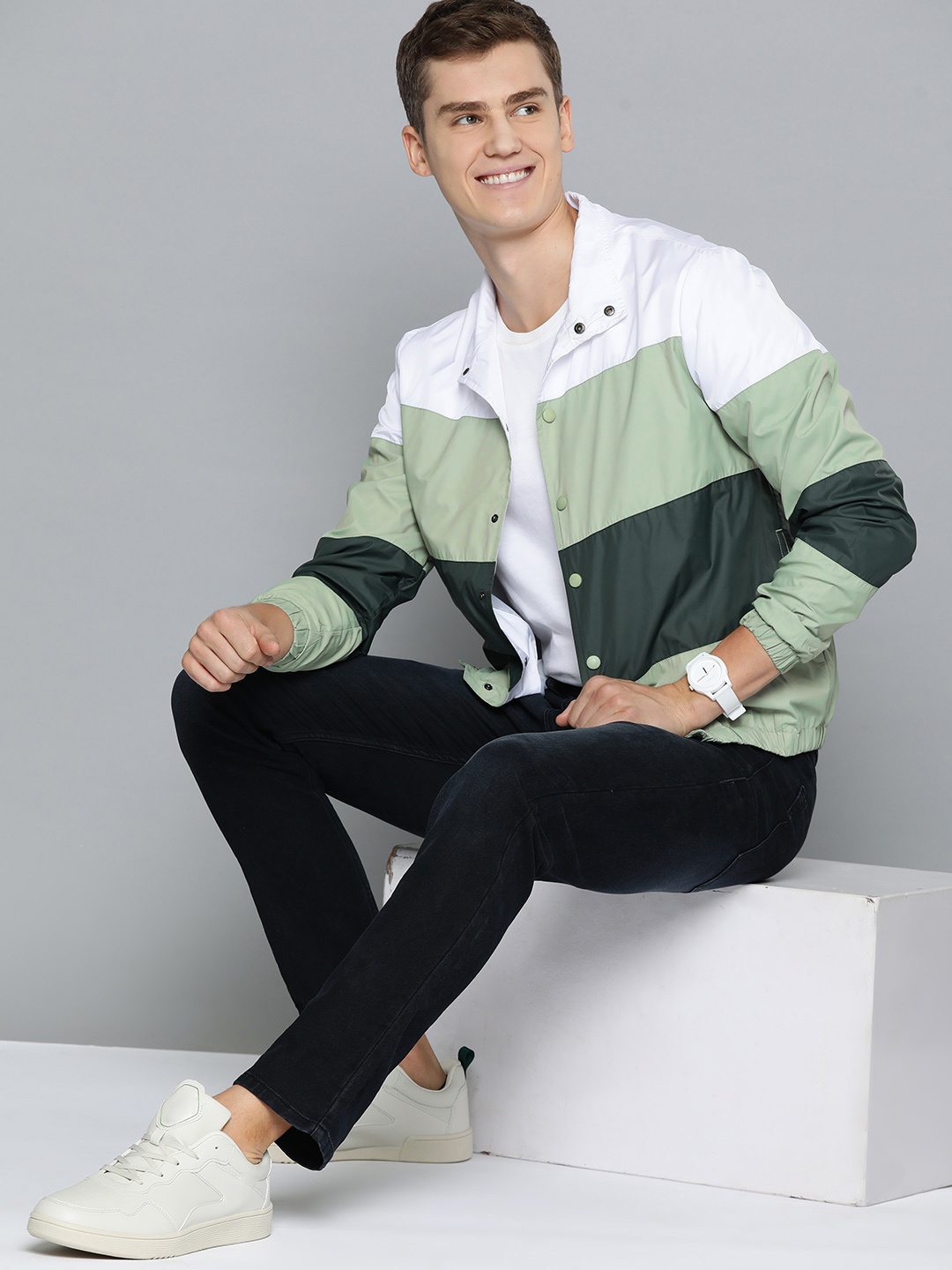 

Mast & Harbour Colourblocked Tailored Jacket, White