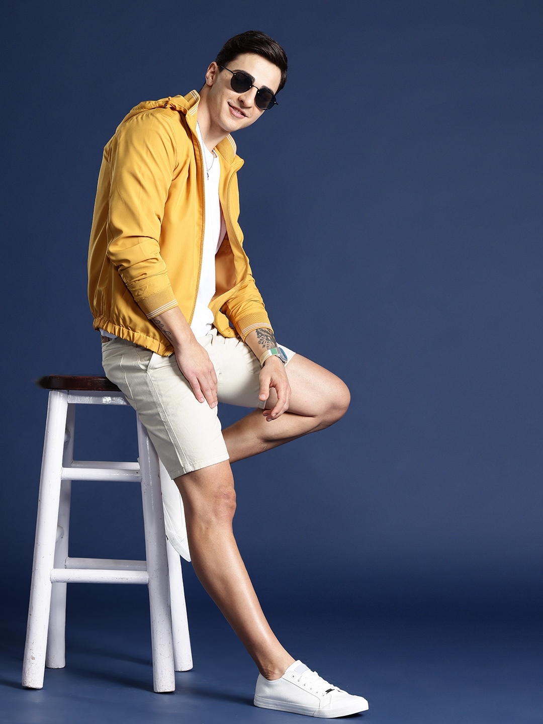 

Mast & Harbour Hooded Bomber Jacket, Mustard