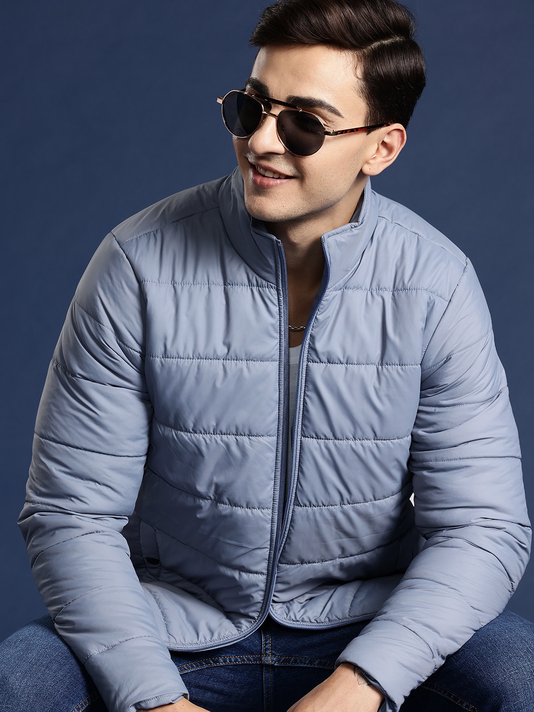 

Mast & Harbour Mock Collar Padded Jacket, Grey