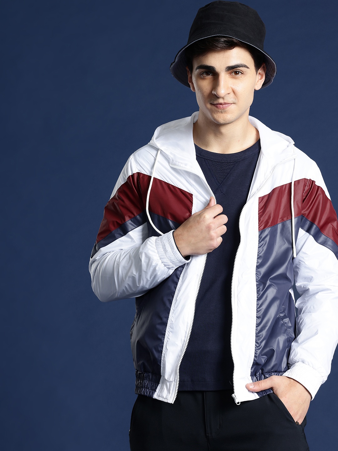 

Mast & Harbour Hooded Striped Tailored Jacket, White