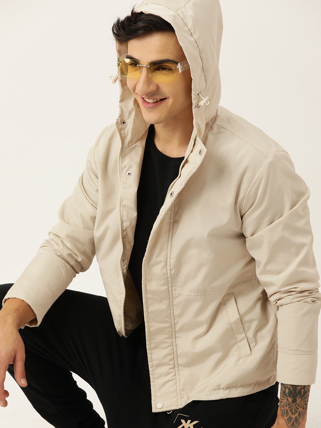 

Mast & Harbour Hooded Tailored Jacket, Beige
