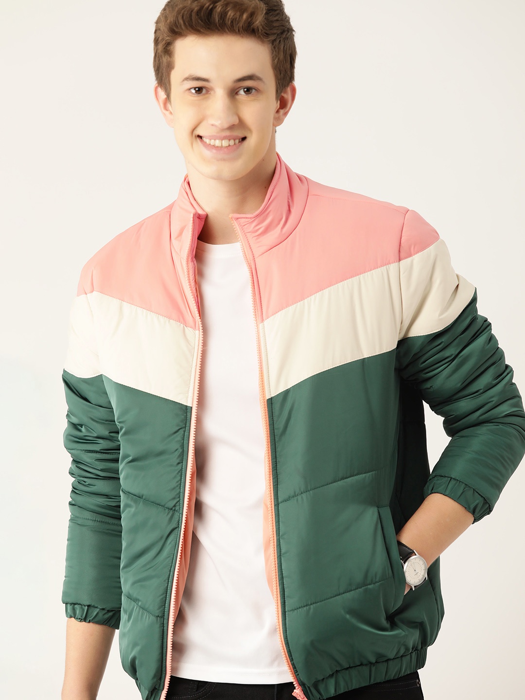 

Mast & Harbour Colourblocked Padded Jacket, Green