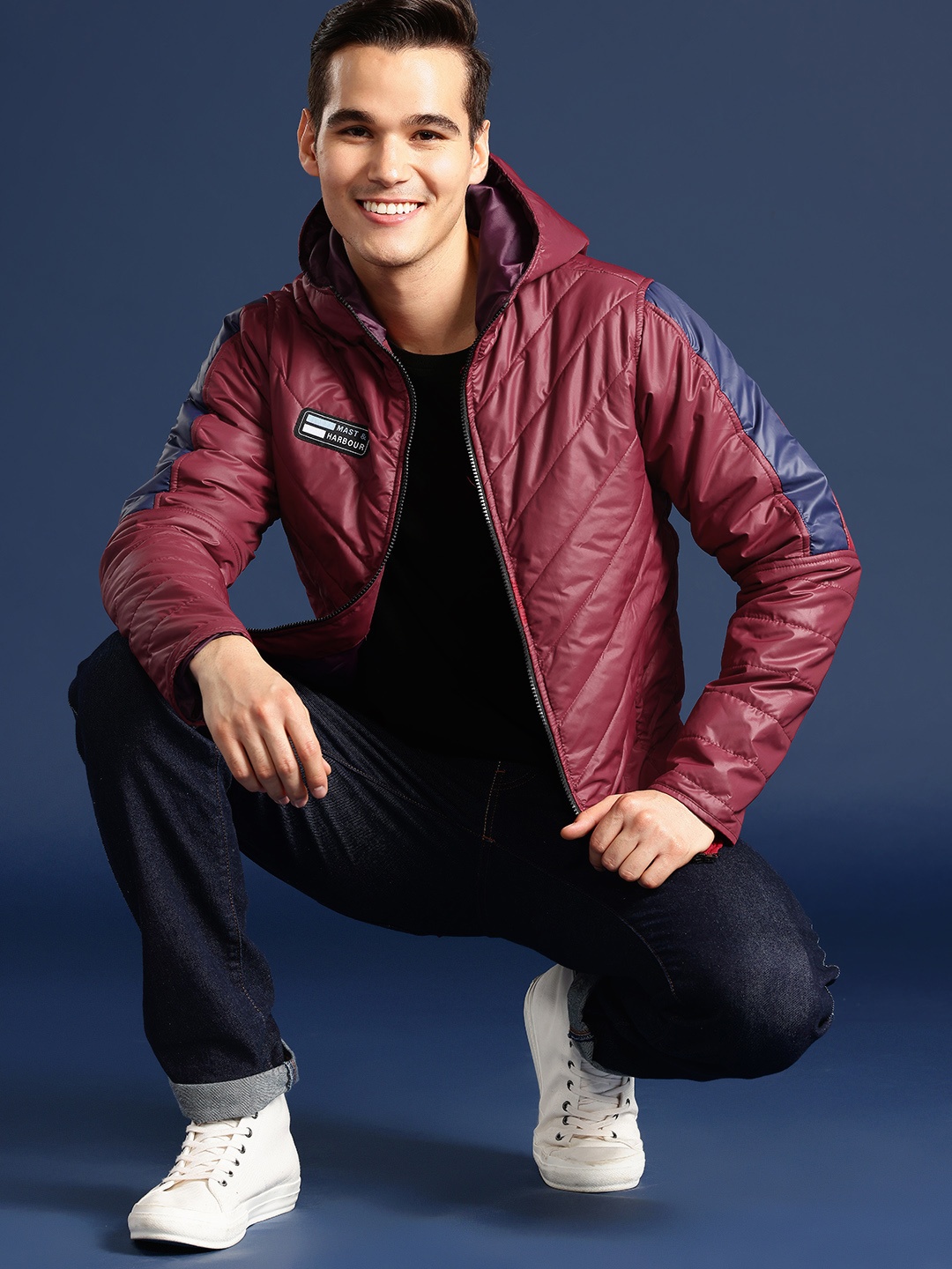 

Mast & Harbour Hooded Padded Jacket, Maroon
