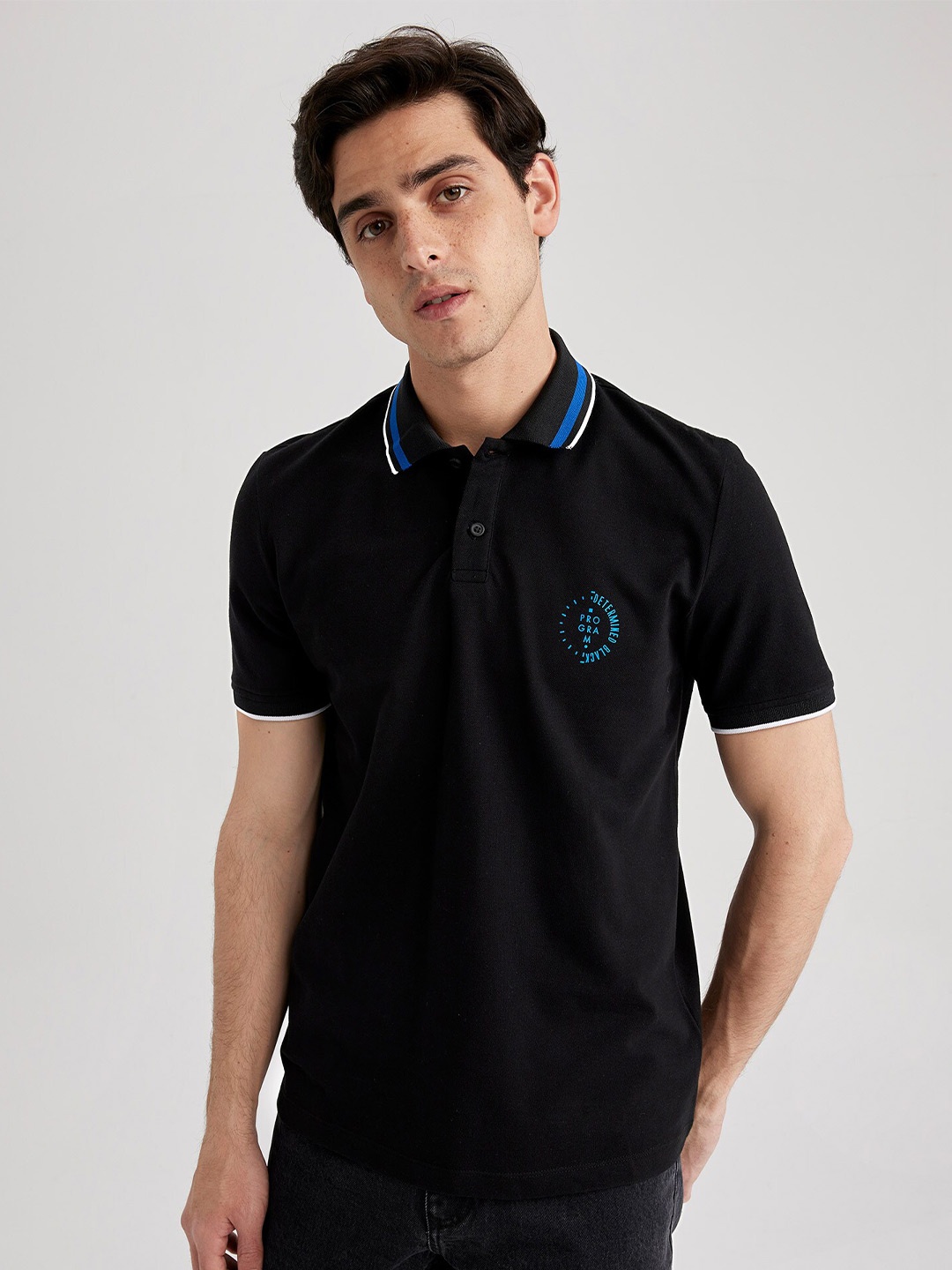 

DeFacto Polo Collar Short Sleeves Pure Cotton T-shirt, Black