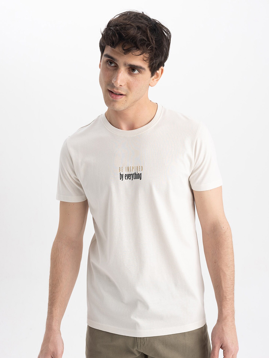 

DeFacto Typography Printed Pure Cotton T-shirt, White