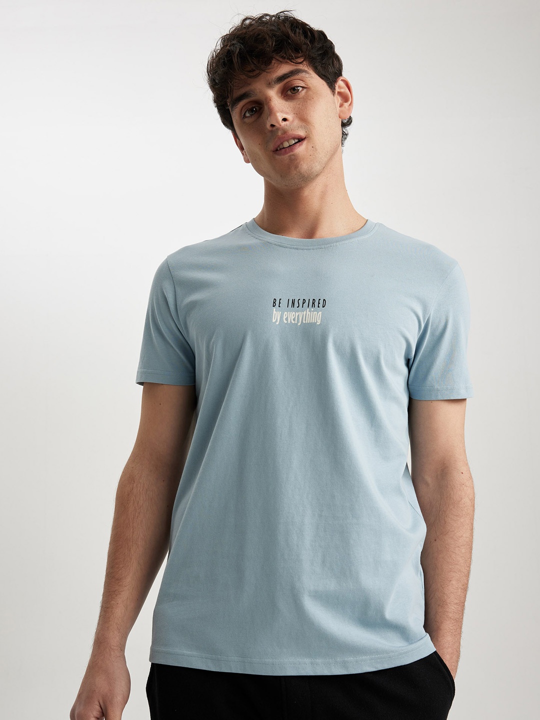 

DeFacto Typography Printed Pure Cotton T-shirt, Blue