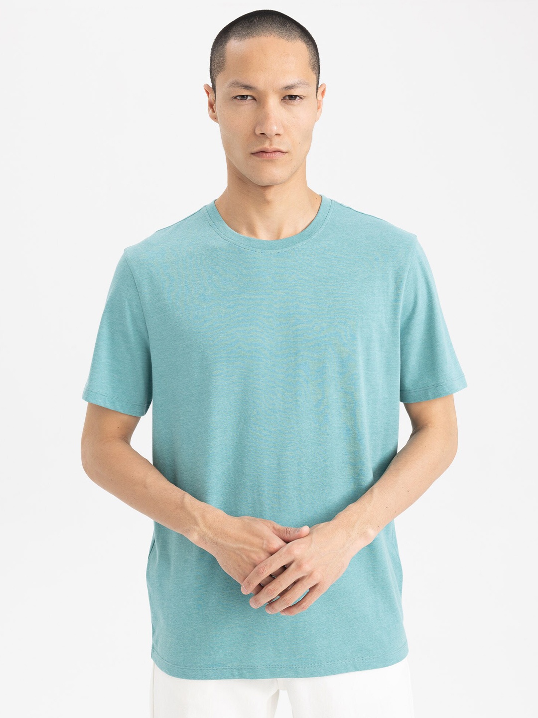 

DeFacto Round Neck Pure Cotton T-shirt, Blue
