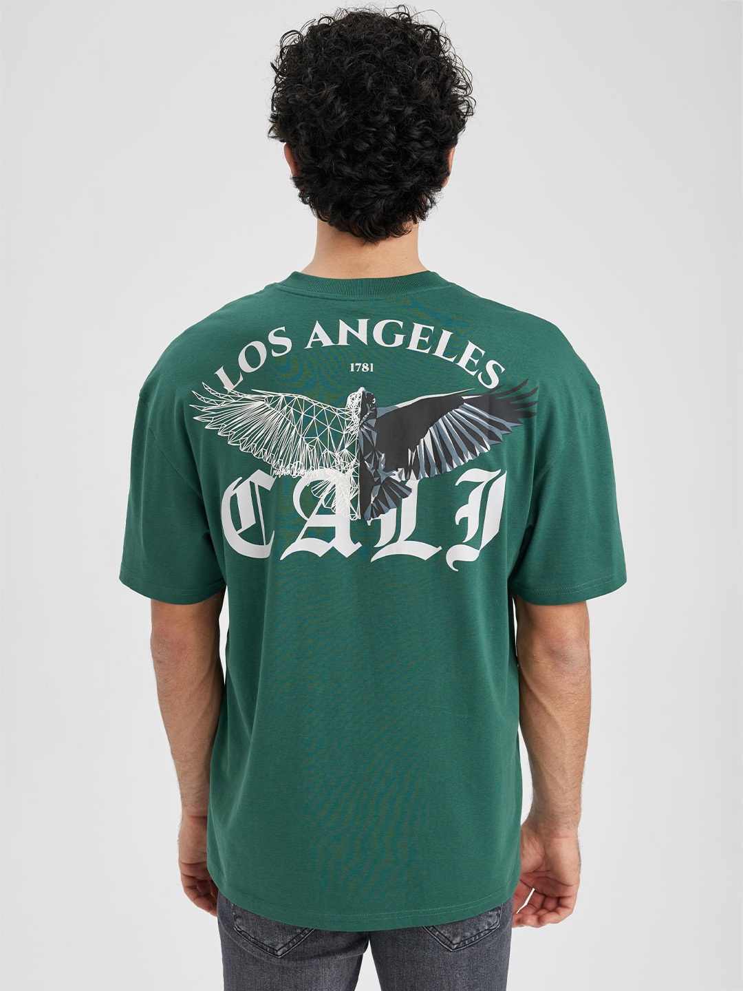 

DeFacto Graphic Printed Pure Cotton T-shirt, Green