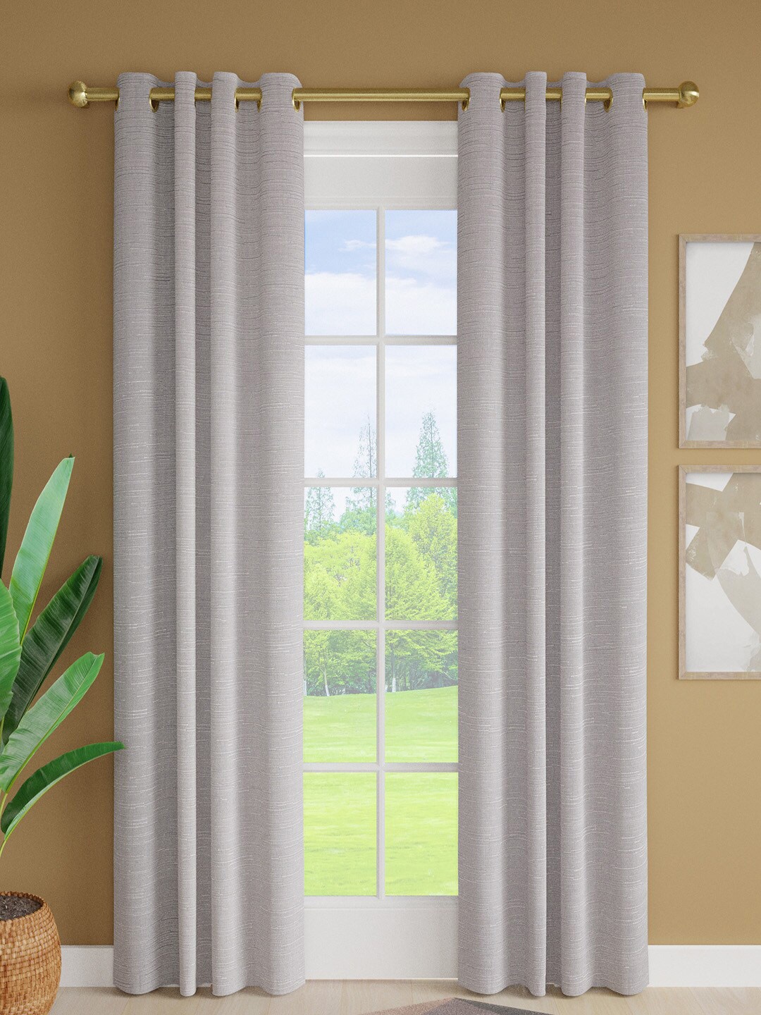 

Just Home Grey 2 Pieces Door Curtains