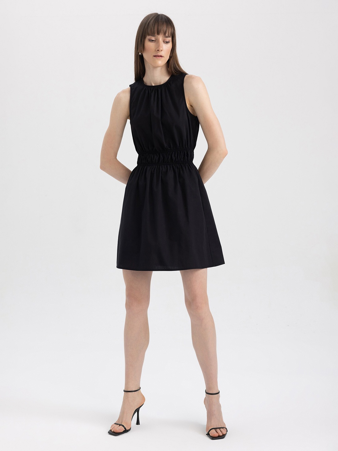 

DeFacto Pure Cotton Fit & Flare Mini Dress, Black