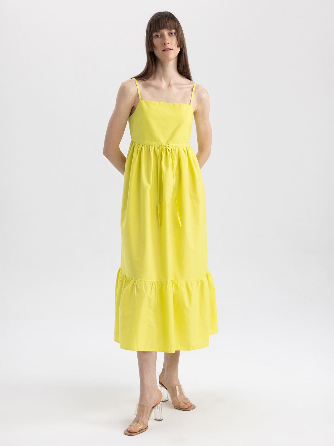 

DeFacto Pure Cotton A- Line Midi Dress, Yellow