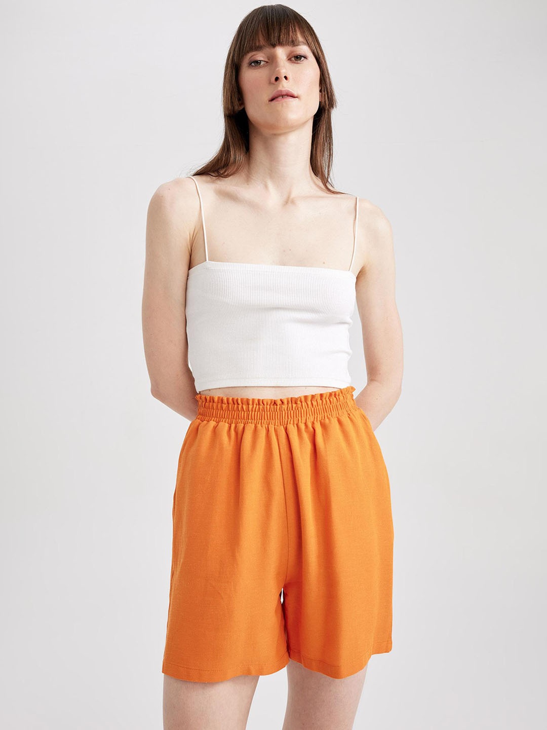 

DeFacto Women Mid-Rise Shorts, Orange